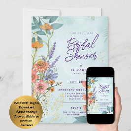 Boho Wildbloms Möhippa, Baby Shower, Birthday ANY Inbjudningar