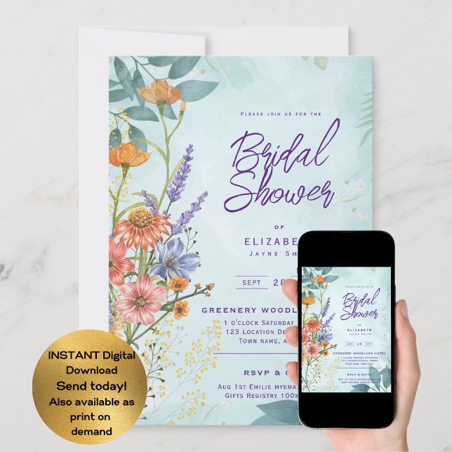 Boho Wildbloms Möhippa, Baby Shower, Birthday ANY Inbjudningar (Skapare uppladdad)