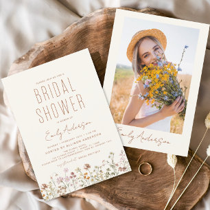 Boho Wildbloms Möhippa Fotoinbjudan Flygblad