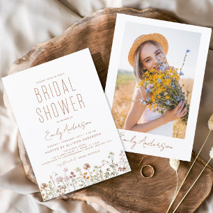 Boho Wildbloms Möhippa Fotoinbjudan Inbjudningar