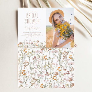 Boho Wildbloms Möhippa Fotoinbjudan Inbjudningar