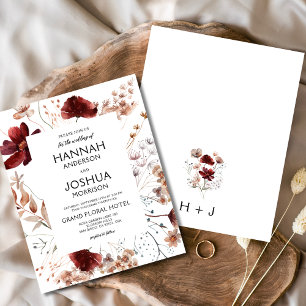 Boho Wildbloms Monogram bröllopsinbjudan Flygblad