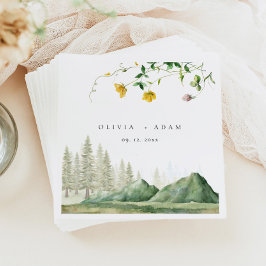 Boho Wildbloms Rustic Forest Mountain Bröllop Pappersservett