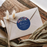 Boho Wildbloms Tack Wedding Favor Runt Klistermärke<br><div class="desc">Den här boho-buskblomman tack för ditt bröllop är en perfekt för ett rustiskt bröllop. Utformningen har ett flerfärgat sortiment av blommor i rosa, , lila, gult, vit, violett, röd, burgig vild. Gör etiketten egen genom att inkludera namn, händelsen (om tillämpligt) och datum. De här klistermärkena kan ge komplimanger till en...</div>
