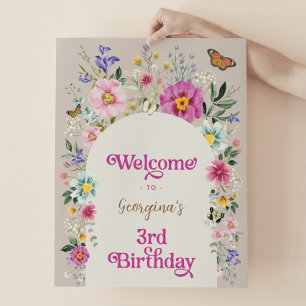 Boho Wildbloms tredje födelsedag Poster