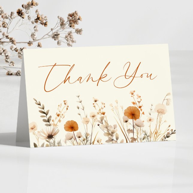 Boho Wildbloms Vild Flowers Blommigt Baby Shower Tack Kort (Skapare uppladdad)