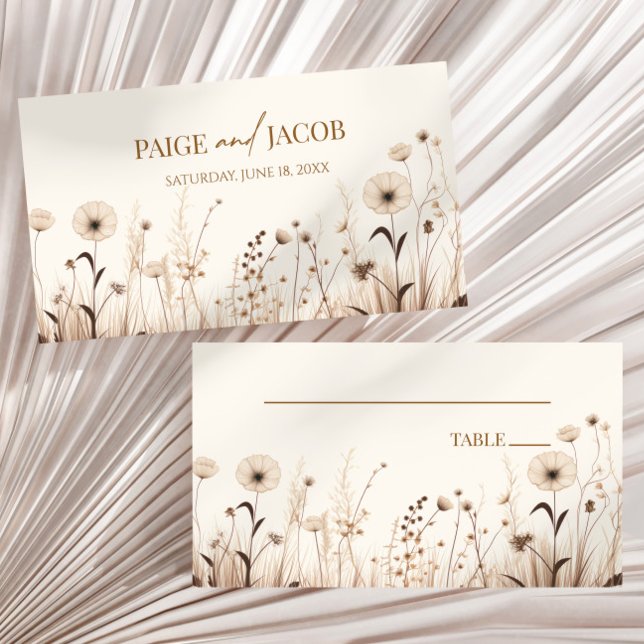 Boho Wildbloms Vild Flowers Blommigt Bröllop Placeringskort (Skapare uppladdad)