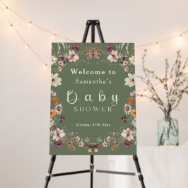 Boho Wildblomsage Sage Grönt Cute Baby Shower