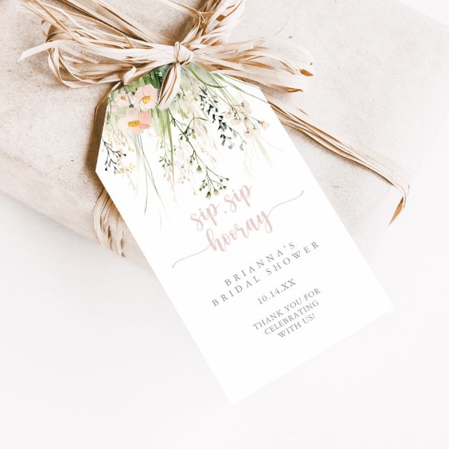 Boho Wildblomsip Sip Hooray Möhippa Presentetikett (Skapare uppladdad)