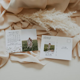 Boho Wildblomskalender Spara datumfoto Vykort