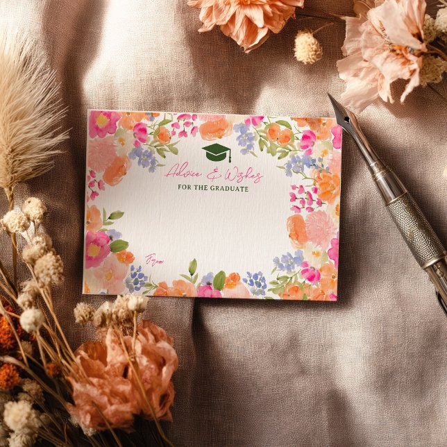 Boho Wildblomskonsommaren studenten råder önskemål Tilläggskort (Boho Wildflower Summer graduation advice wishes Enclosure Card)