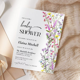 Boho Wildblomsterbabyskor Blommigten Vattenfärg Inbjudningar