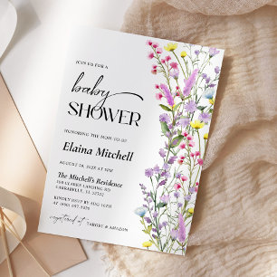 Boho Wildblomsterbabyskor Blommigten Vattenfärg Inbjudningar