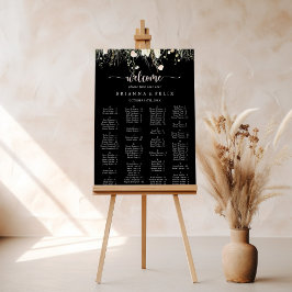 Boho Wildblomsvart, alfabetiskt sittningsschema Poster