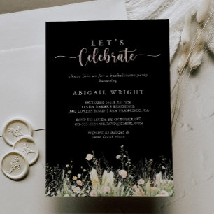 Boho Wildblomsvart Låt oss Celebrate Party Inbjudningar