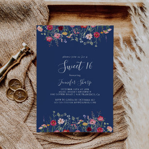 Boho WildblomSweet 16 Födelsedagsfester Inbjudningar