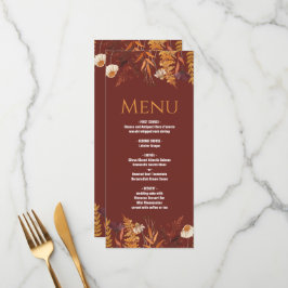 Boho WildblomTerracotta Autumn Bröllop Menu Meny