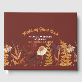 Boho WildblomTerracotta Autumn Fall Wedding Gästböcker