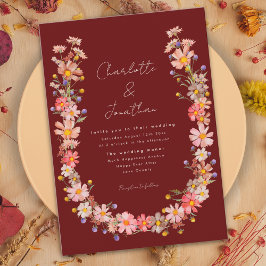 Boho WildblomTerracotta Fall Wedding Inbjudningar