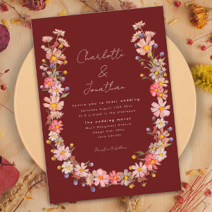 Boho WildblomTerracotta Fall Wedding Inbjudningar