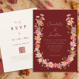 Boho WildblomTerracotta Fall Wedding Inbjudningar