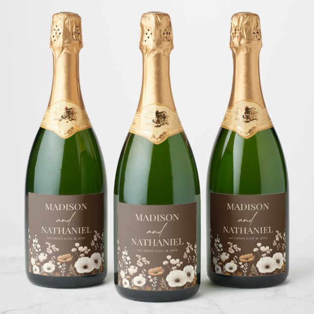 Boho WildblomVild Flower Blommigt Garden Wedding (Flaskor)