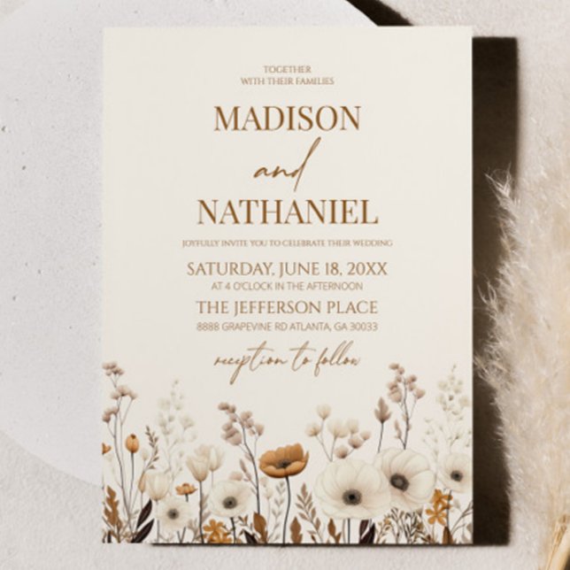Boho WildblomVild Flower Blommigt Garden Wedding Inbjudningar (Skapare uppladdad)