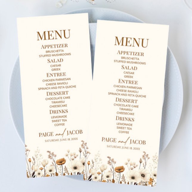 Boho WildblomVild Flower Blommigt Garden Wedding Meny (Skapare uppladdad)