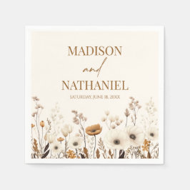 Boho WildblomVild Flower Blommigt Garden Wedding Pappersservett