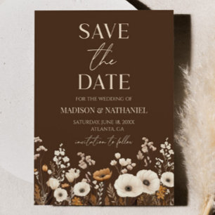 Boho WildblomVild Flower Blommigt Garden Wedding Spara Datumet