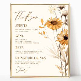Boho WildblomVild Flower Bröllop Pub Sign Poster