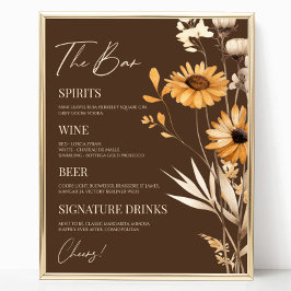 Boho WildblomVild Flower Bröllop Pub Sign Poster