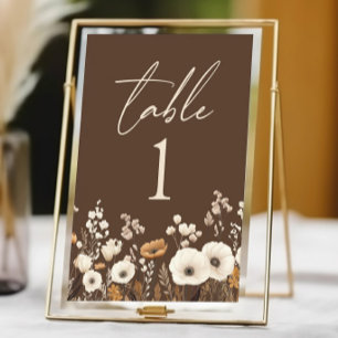 Boho WildblomVild Flowers Blommigt Garden Wedding Bordsnummer
