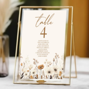 Boho WildblomVild Flowers Blommigt Garden Wedding Bordsnummer