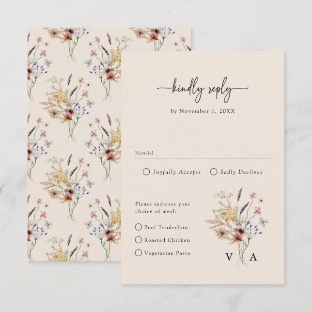 Boho WildblomVintage OSA Kort (Fram/baksida)