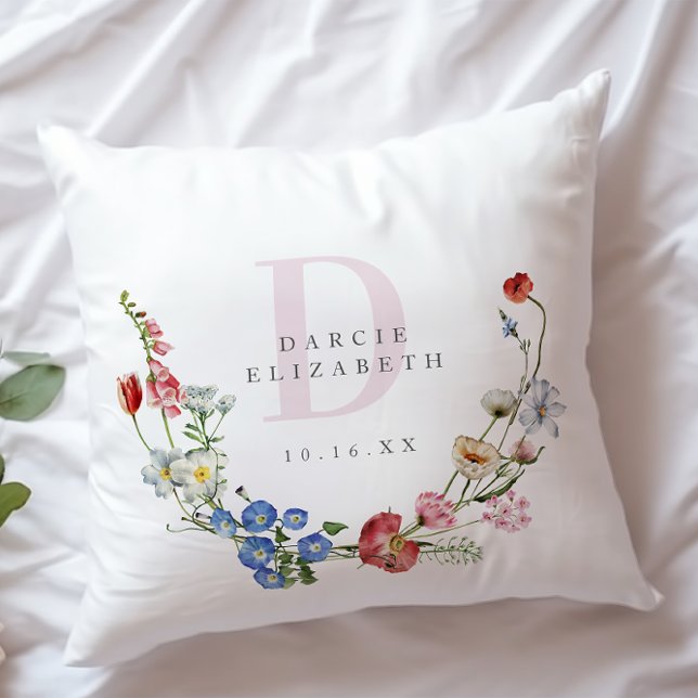 Boho WildblomWandemonogram Nursery Kudde (Skapare uppladdad)