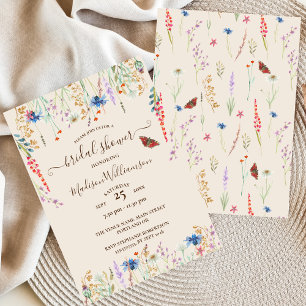 Boho Wildflower äng & fjärilsinbjudan Inbjudningar