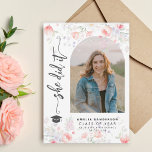 Boho wildflower arch photo graduation  meddelande<br><div class="desc">Modern elegant photo She did it black script girl graduation announcement with pastel watercolor wildflowers.</div>
