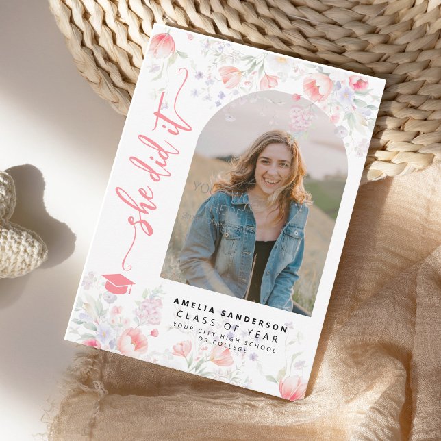 Boho wildflower arch photo graduation  meddelande (Skapare uppladdad)