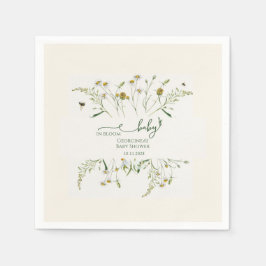 Boho Wildflower Baby i blom Babykalas Pappersservett