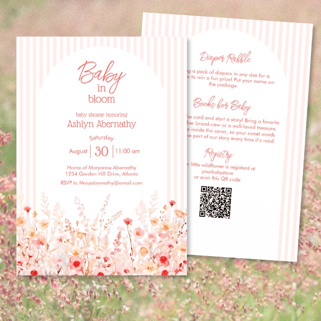 Boho Wildflower Baby i Knopp Baby Shower Inbjudningar (Skapare uppladdad)