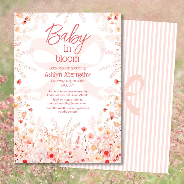Boho Wildflower Baby in Bloom Flicka Baby Shower Inbjudningar (Skapare uppladdad)