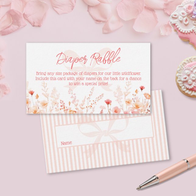 Boho Wildflower Baby Shower Blöja Lotteri  Tilläggskort (Skapare uppladdad)