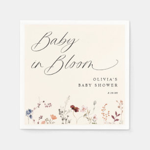 Boho Wildflower Baby Shower Blommig Pappersservett