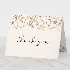 Boho Wildflower Baby Shower Folded Thank You Card Tack Kort