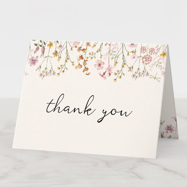 Boho Wildflower Baby Shower Folded Thank You Card Tack Kort (Skapare uppladdad)