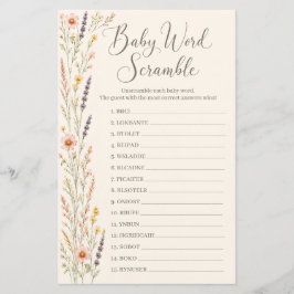 Boho Wildflower Baby Shower Ordspråk Förvrängnings