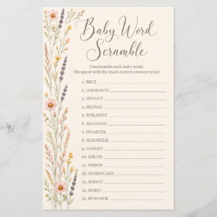 Boho Wildflower Baby Shower Ordspråk Förvrängnings