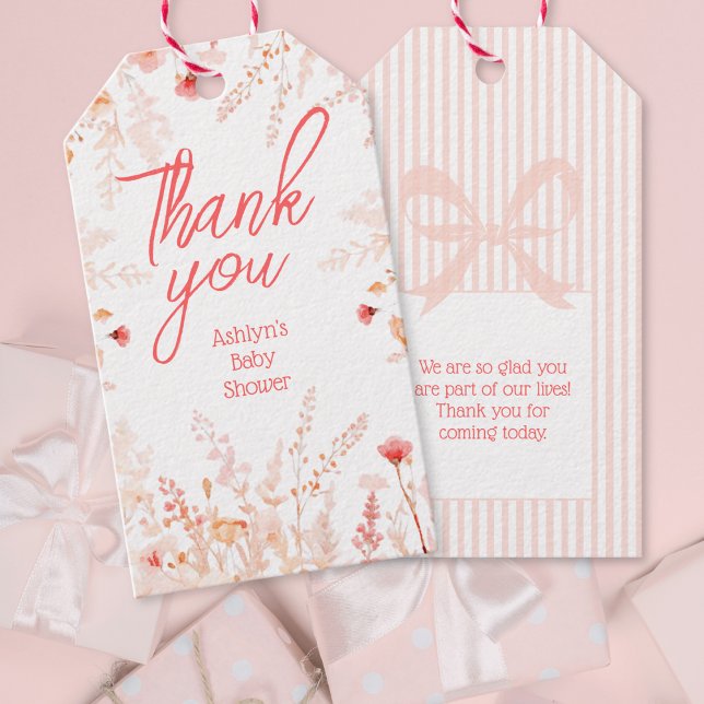 Boho Wildflower Baby Shower Thank You Favor  Presentetikett (Skapare uppladdad)