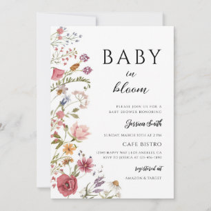 Boho Wildflower Bebis i Knopp Inbjudningar